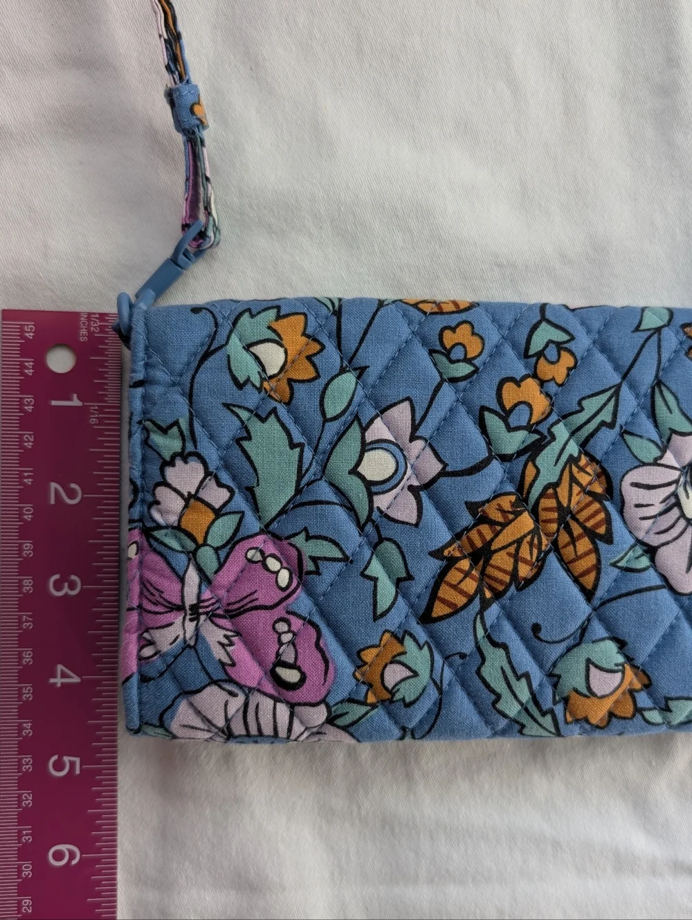 Vera Bradley Wild Prairie Floral Blue Quilted Fabric Crossbody Wallet Bag - Picture 12 of 14